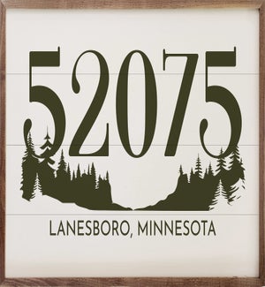 Personalized Zip City State Pines White